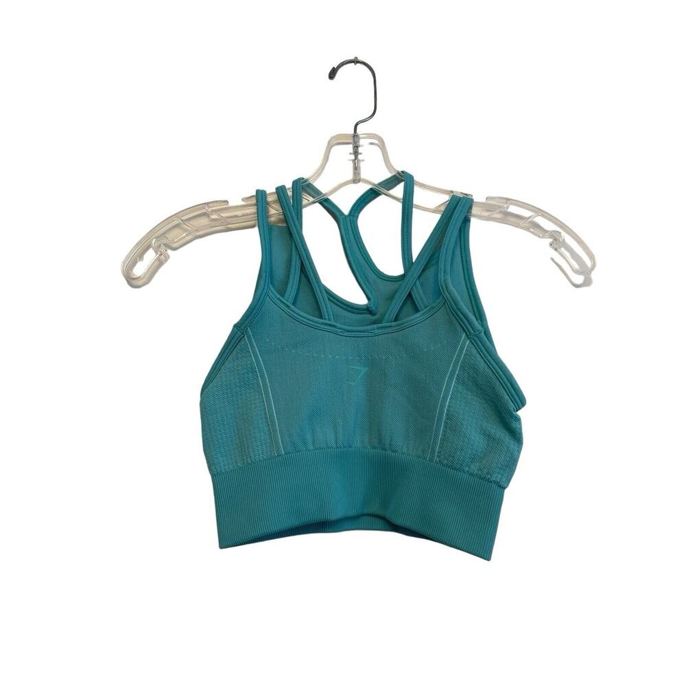 Gymshark Ultra-seamless Strappy Sports Bra Size XS Teal Green Stretch Asymmetric